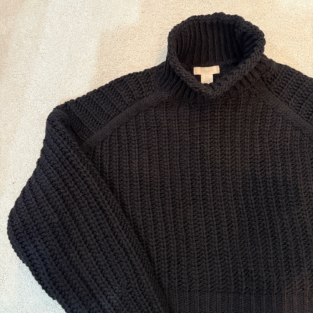 H&M Black Ribbed Turtleneck Sweater